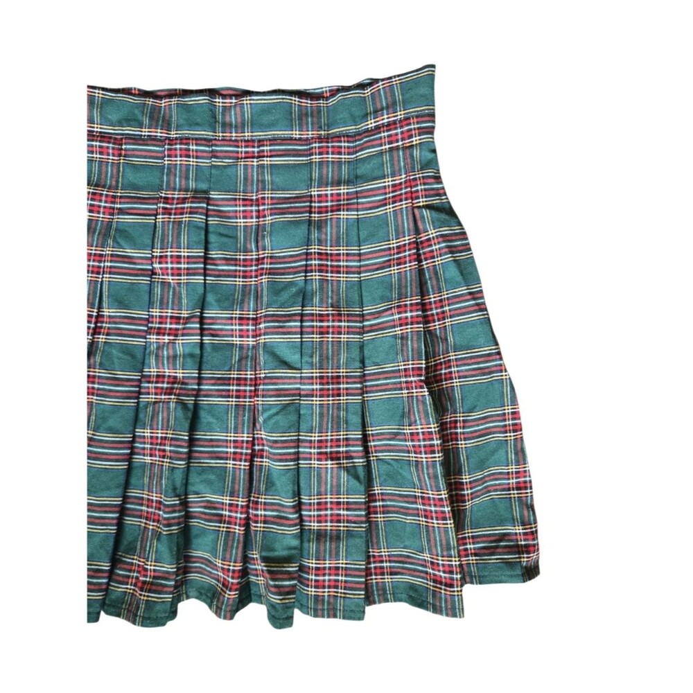 Green Plaid Pleated Skater Skort - 1X